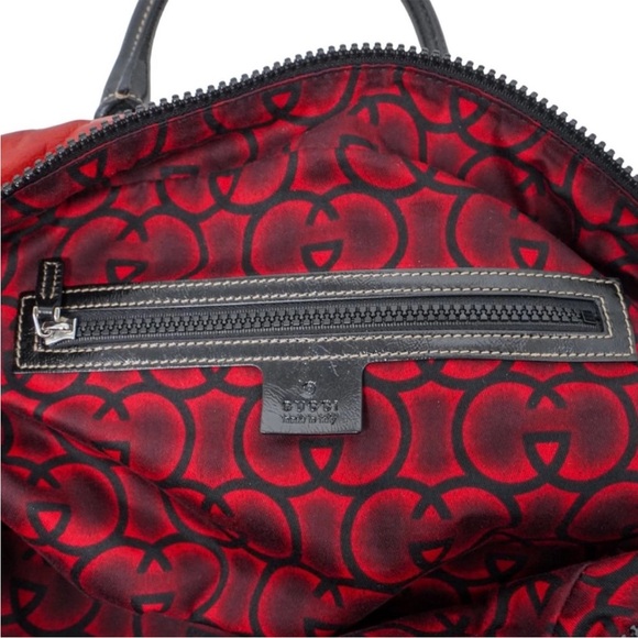 Gucci Snow Glam Leather Boston Bag, vintage 90s, red/black/white, EUC - Picture 13 of 16